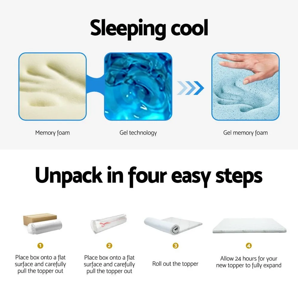 10cm Thick Deluxe Memory Foam Mattress Topper Cool Gel - King