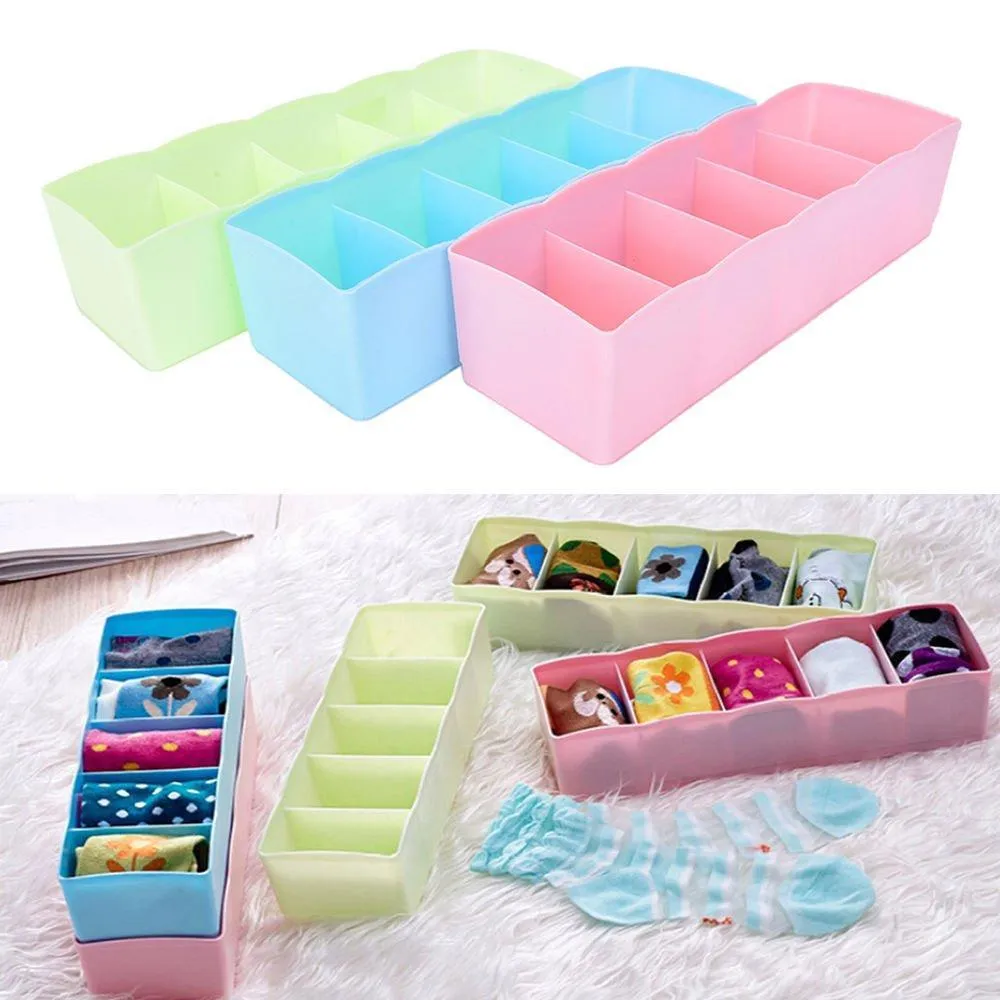 235 5-Compartments Socks/Handkerchief/Underwear Storage Box Socks Drawer Closet Organizer Storage Boxes (pack of 2)