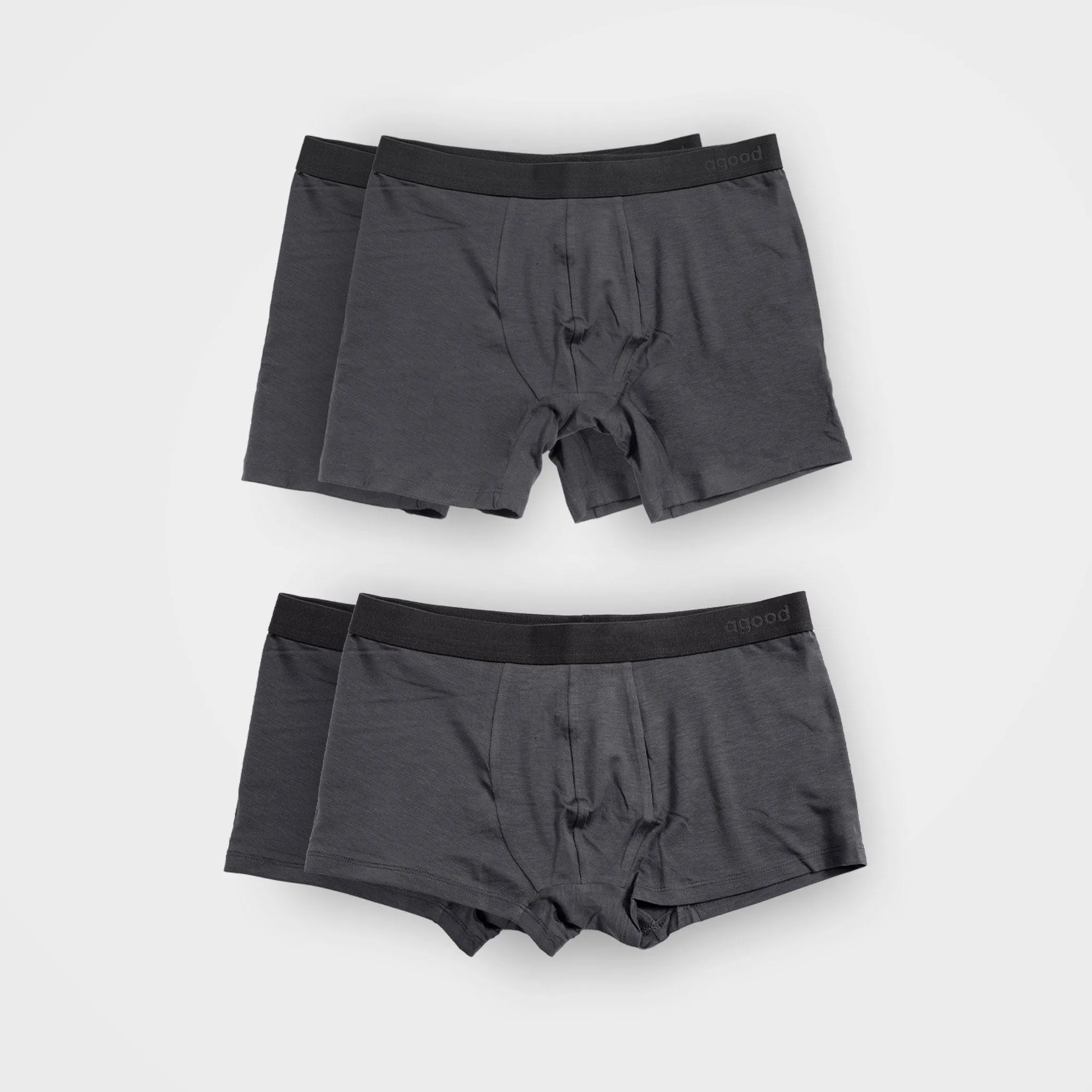 4 Pack Men's Charcoal Underwear - Boxer Brief & Trunk | TENCEL™