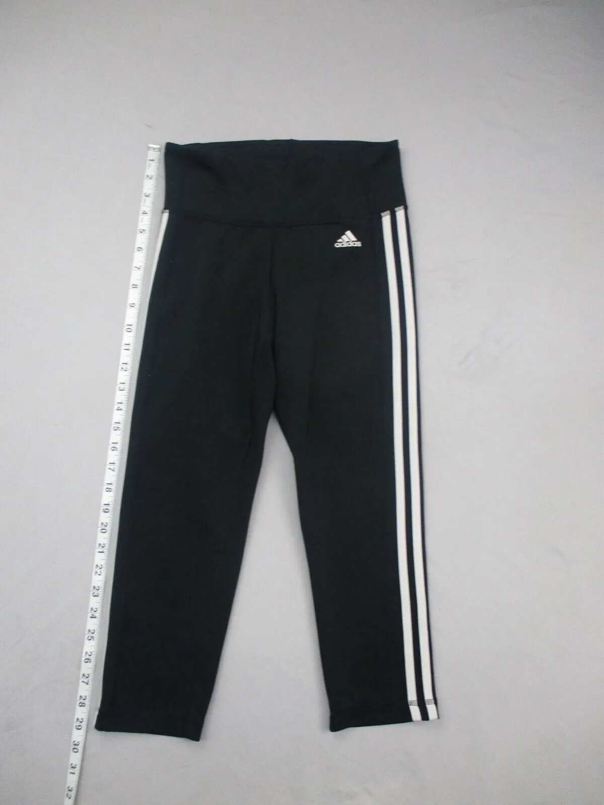 Adidas Leggings Womens 25X19 Black White Climalite Compression Yoga Pants Logo