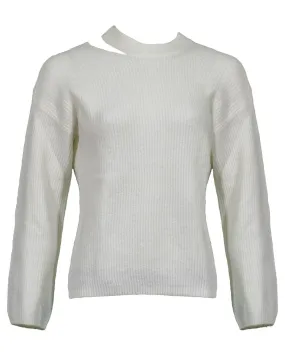 Alexi White Neck Slit Pullover