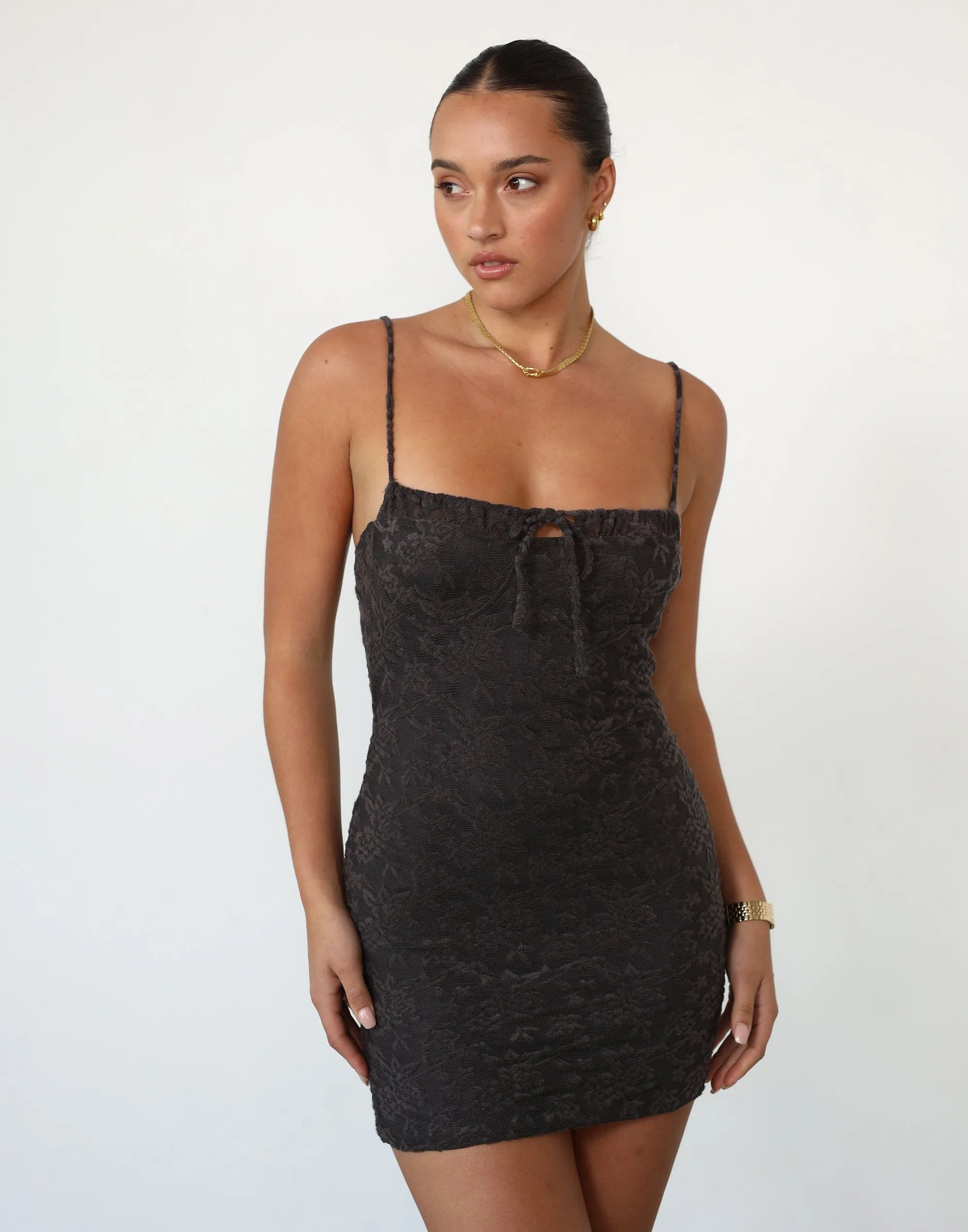 Allegra Mini Dress (Charcoal)