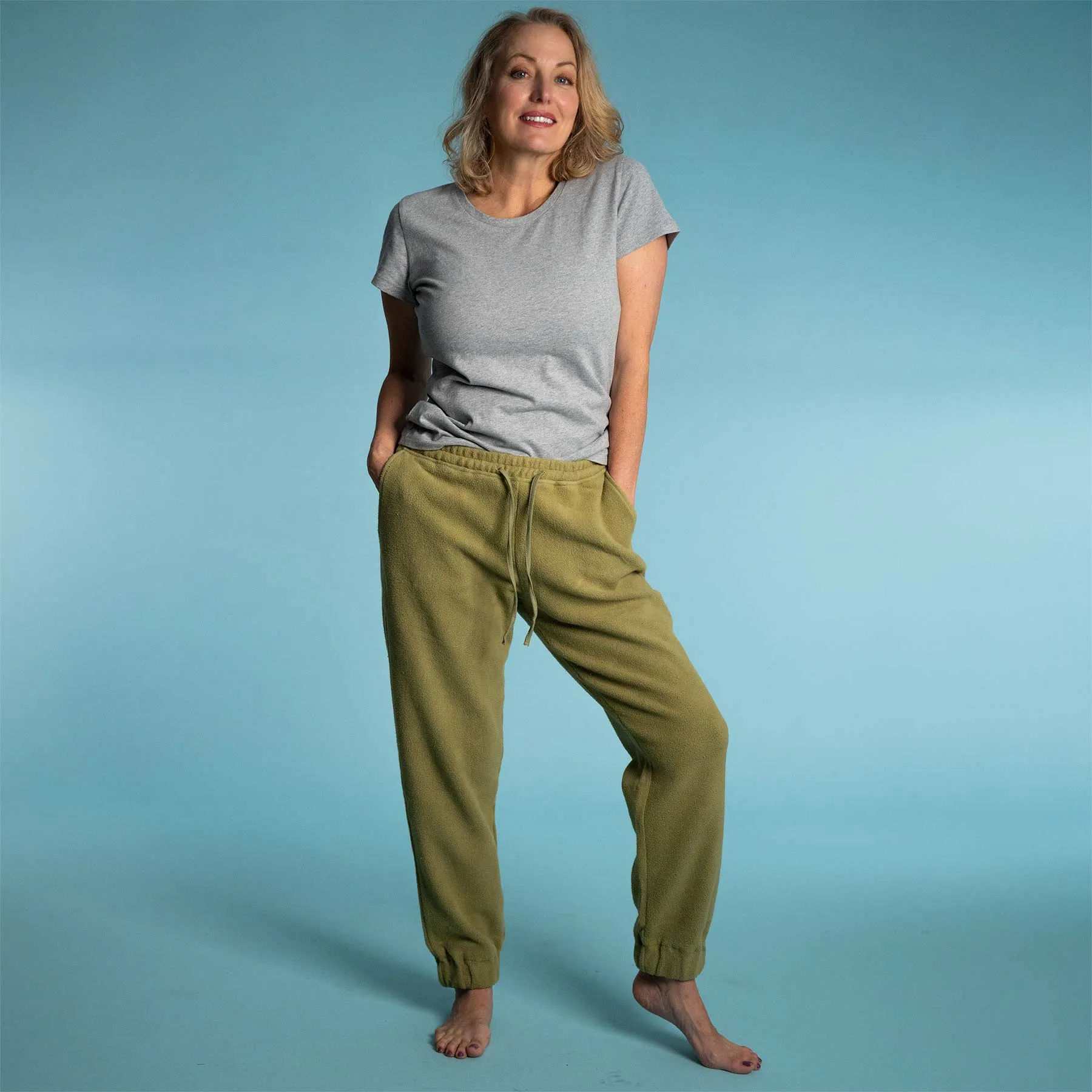 AMANDA 100% Organic Cotton Fleece Slim Jogger Pants For Women (With 100% Biodegradable Organic Elastic Option)