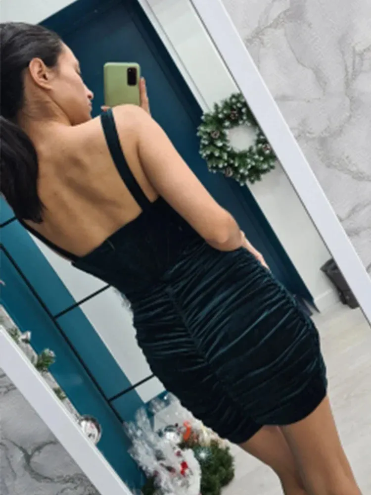 Amozae-hoco dresses High Quality Summer Velvet Bodycon Dress Women 2024 New Arrivals Lined Green Party Dress Sexy Celebrity Evening Club Night Dress