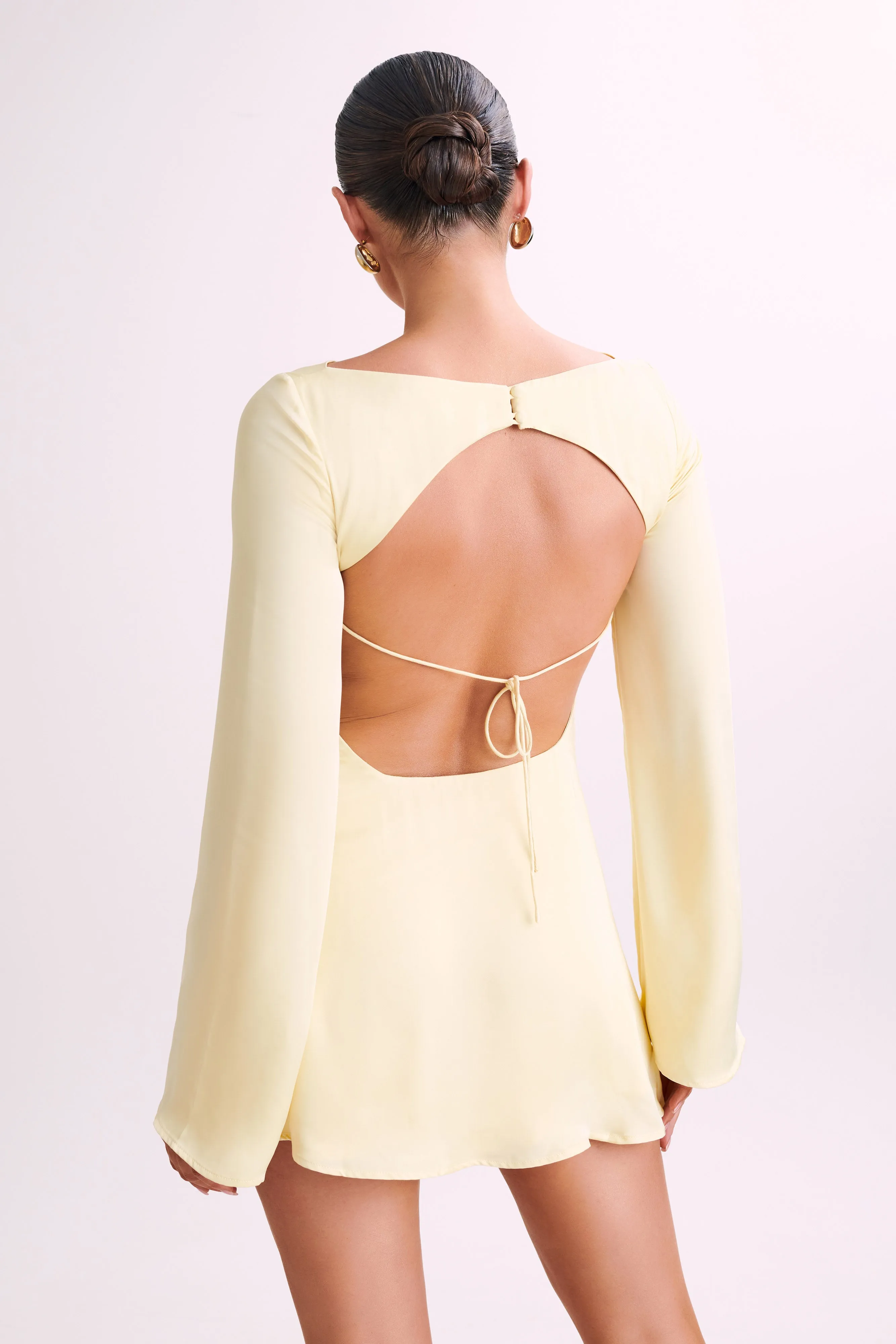 Ariana Satin Mini Dress With Cowl - Lemon