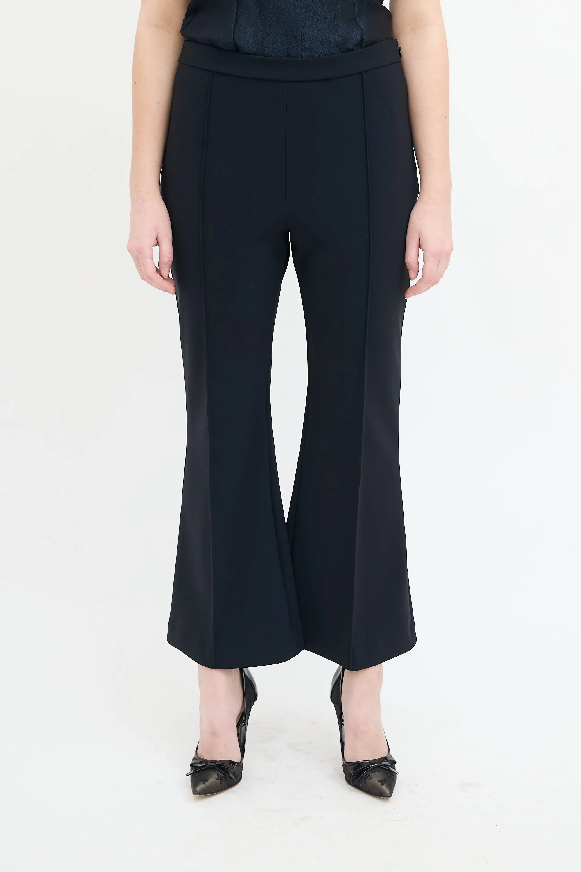 Black Neoprene Flared Trouser