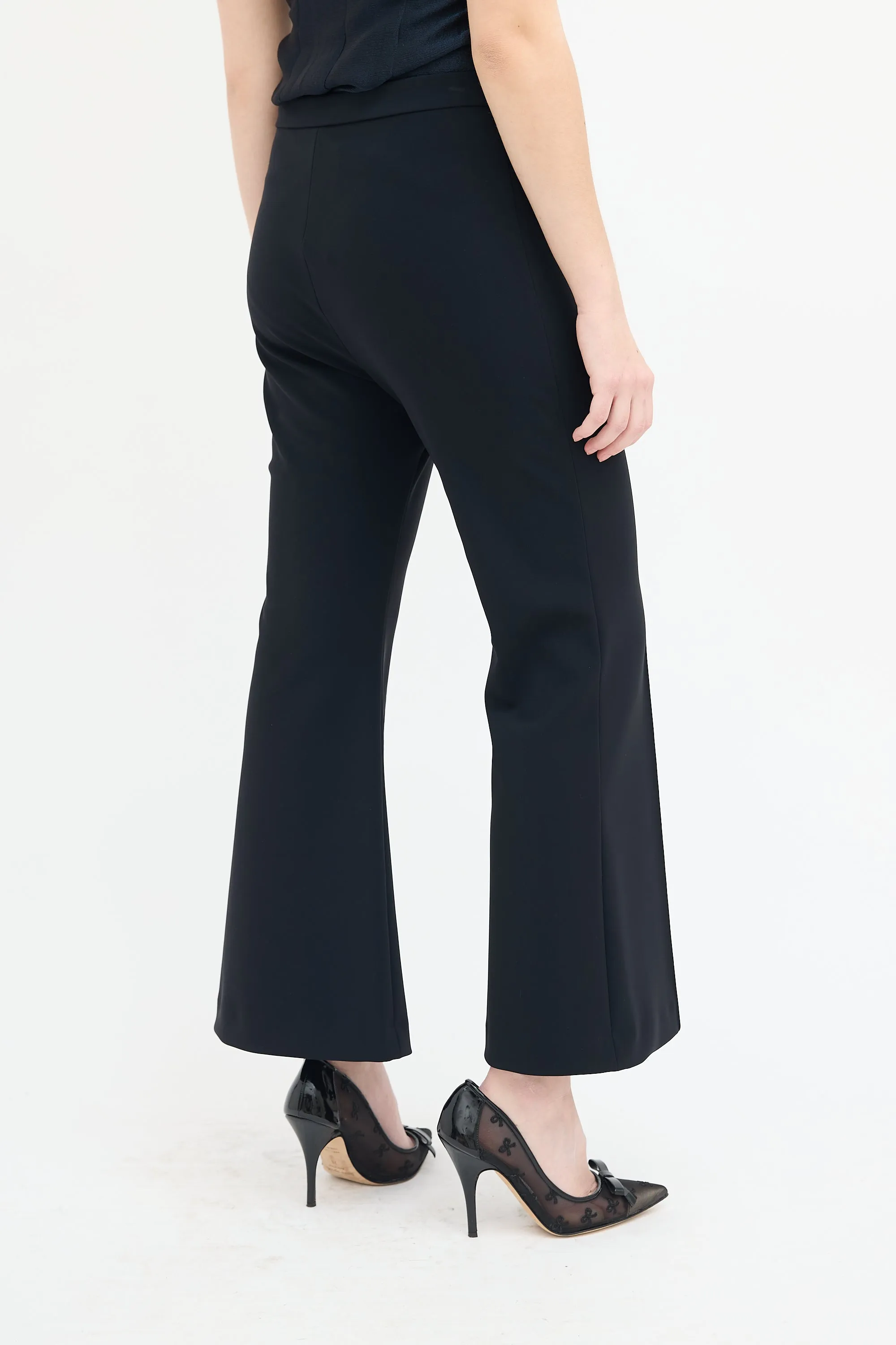 Black Neoprene Flared Trouser