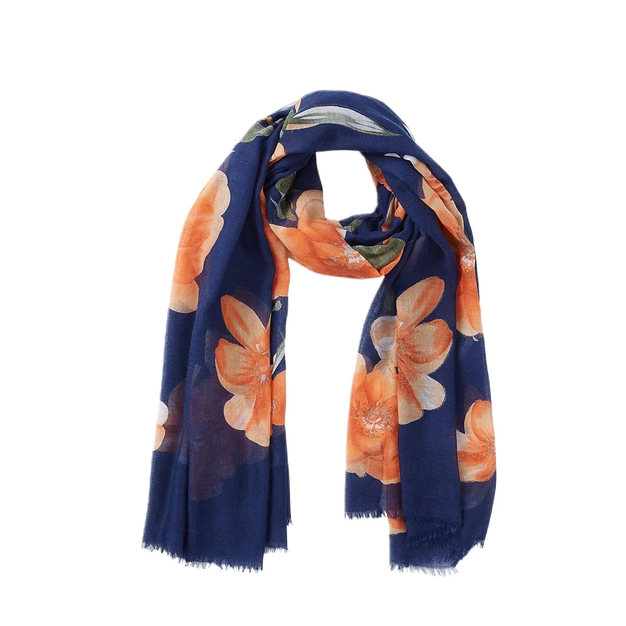 Blue Floral Lightweight Scarf