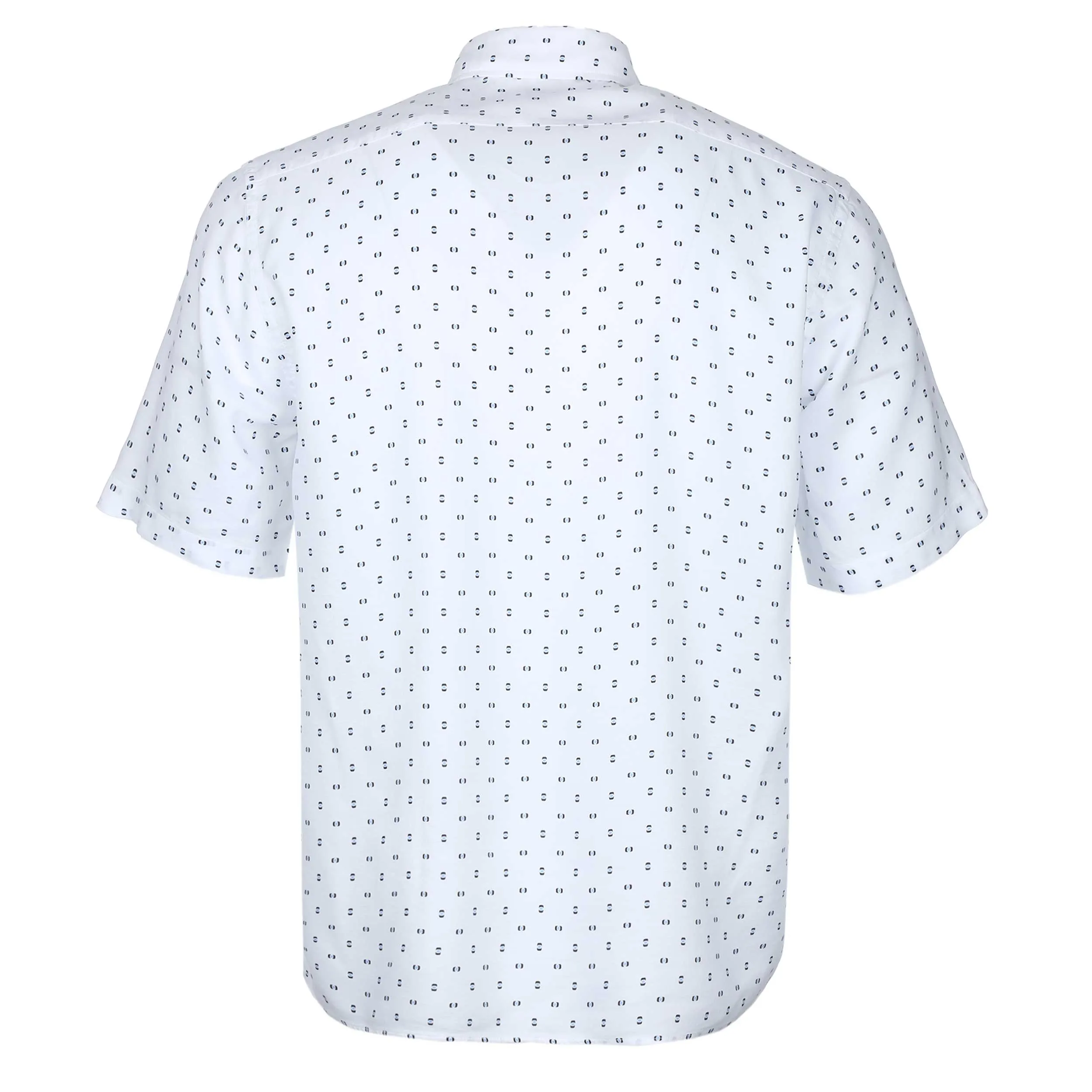 BOSS Leno F Short Sleeve Shirt in White & Dark Blue