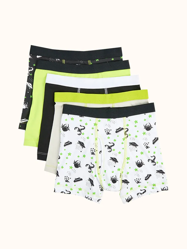 Boys' Cotton Boxer Briefs (5 Pack) - Assorted Colors