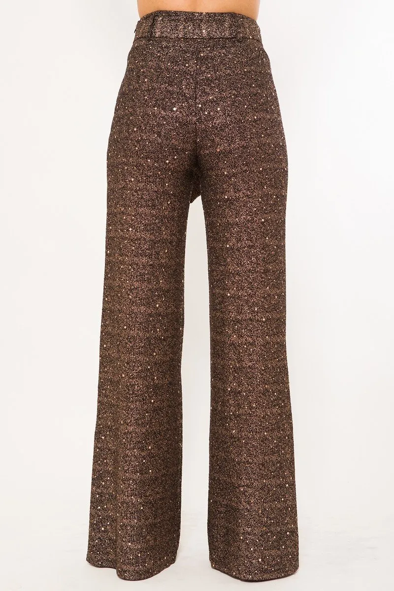 Bronze Speck Shiny Paillette Pants