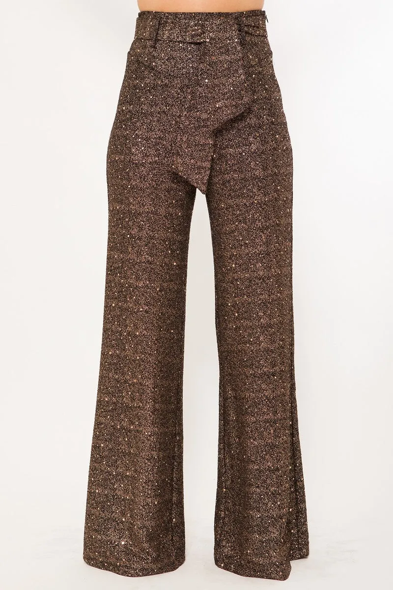 Bronze Speck Shiny Paillette Pants