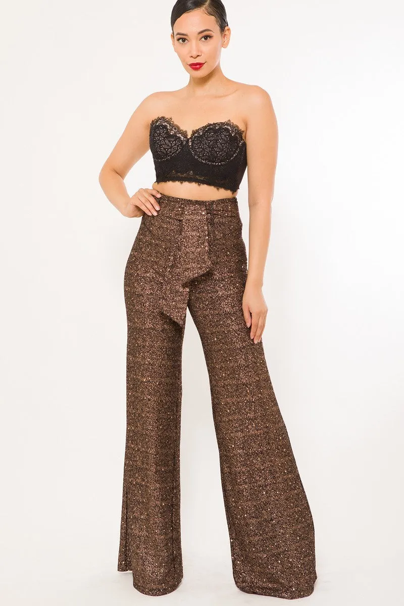 Bronze Speck Shiny Paillette Pants