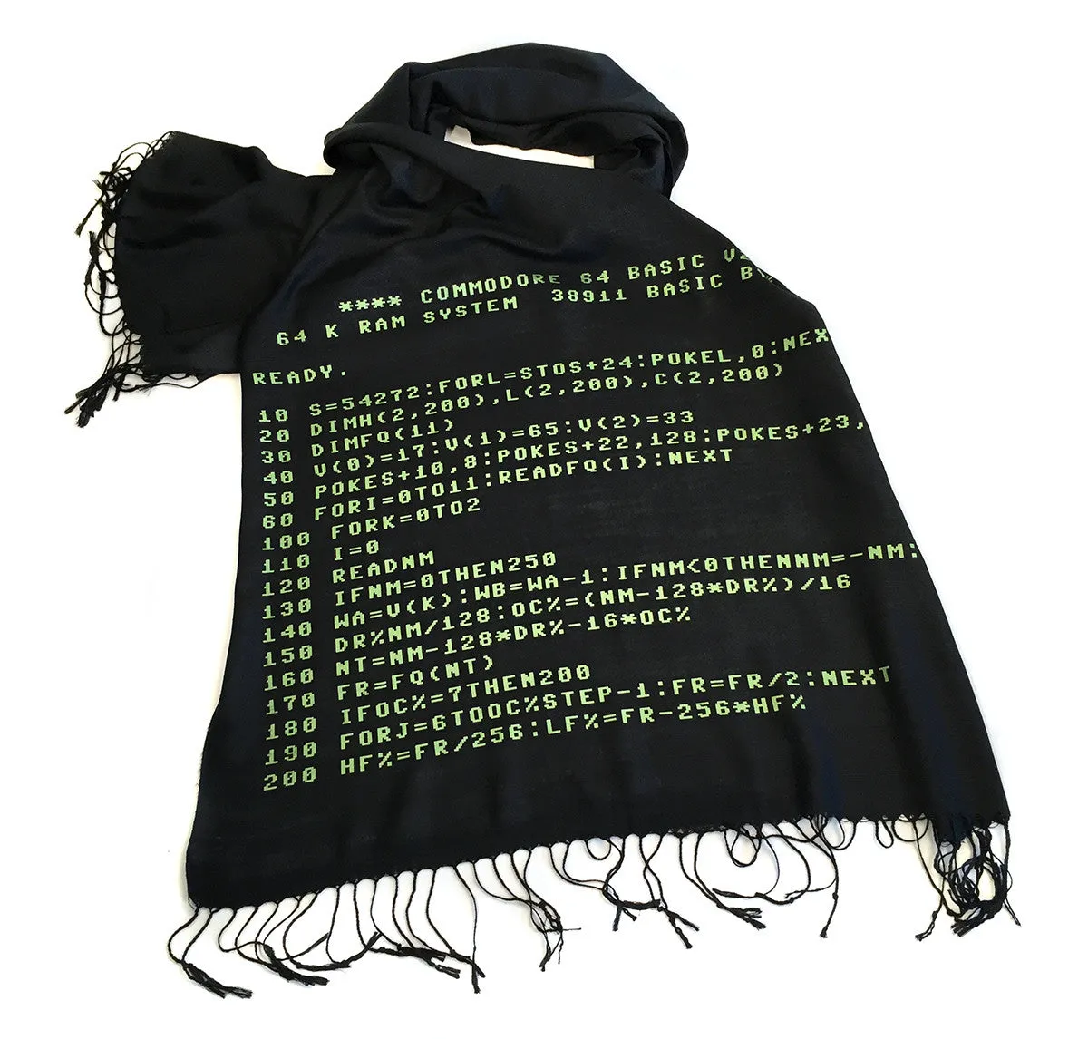 c64 Scarf. Commodore BASIC Code linen-weave pashmina