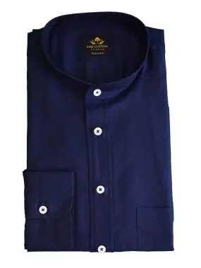 Canclini Navy Marine Band Collar Shirt