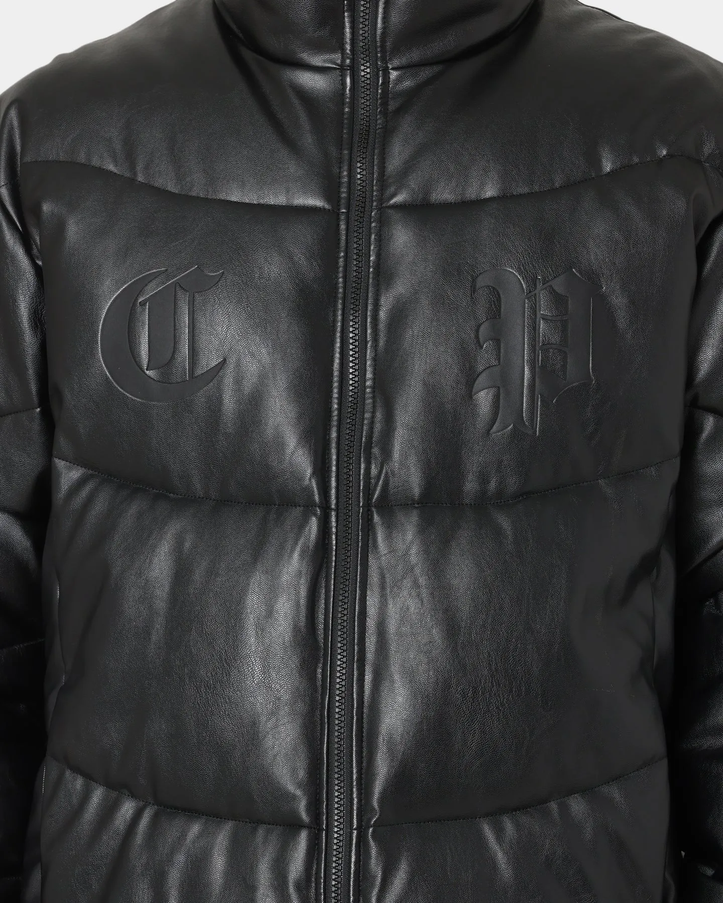 Carré Paris Leather Wave Puffer Jacket Black