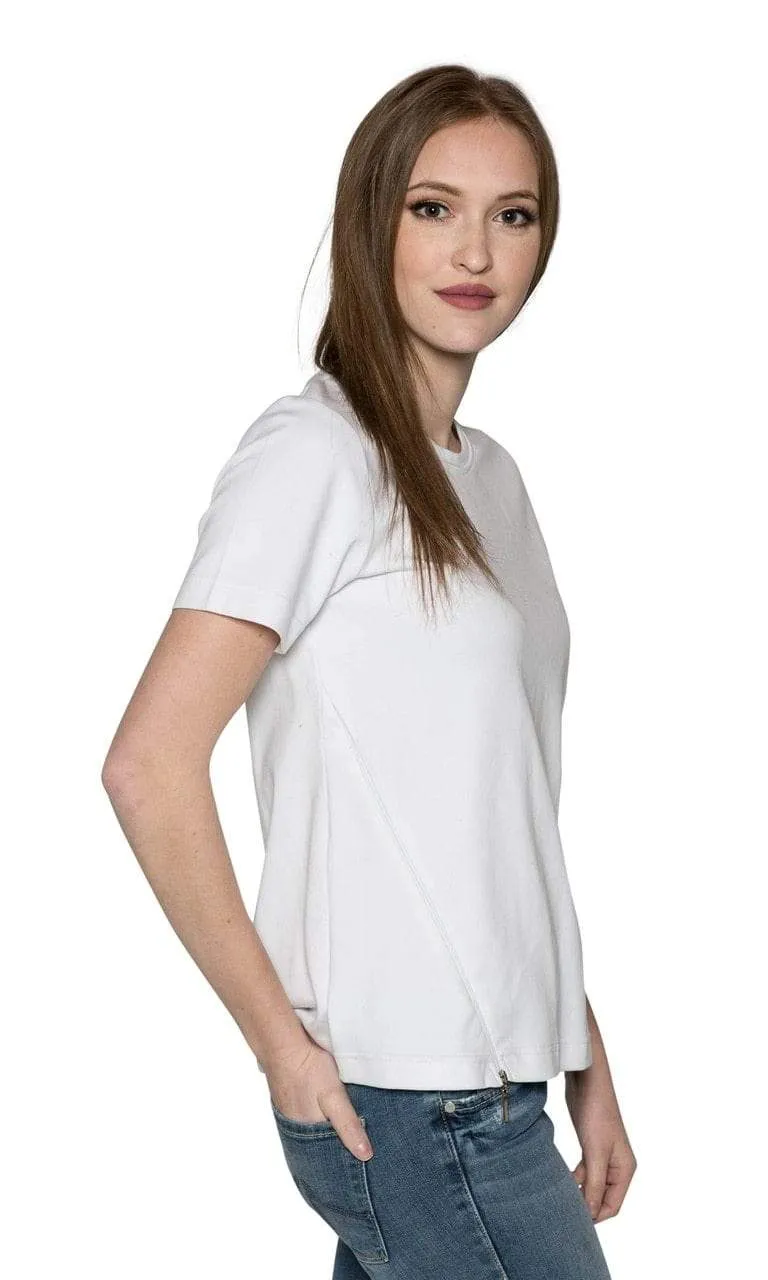 Caryn Vallone Zip Detail Short Sleeve Top