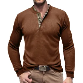 Cloudstyle Mens Long Sleeve Shirt Camouflage Round Neck Casual Sports Top Pullover