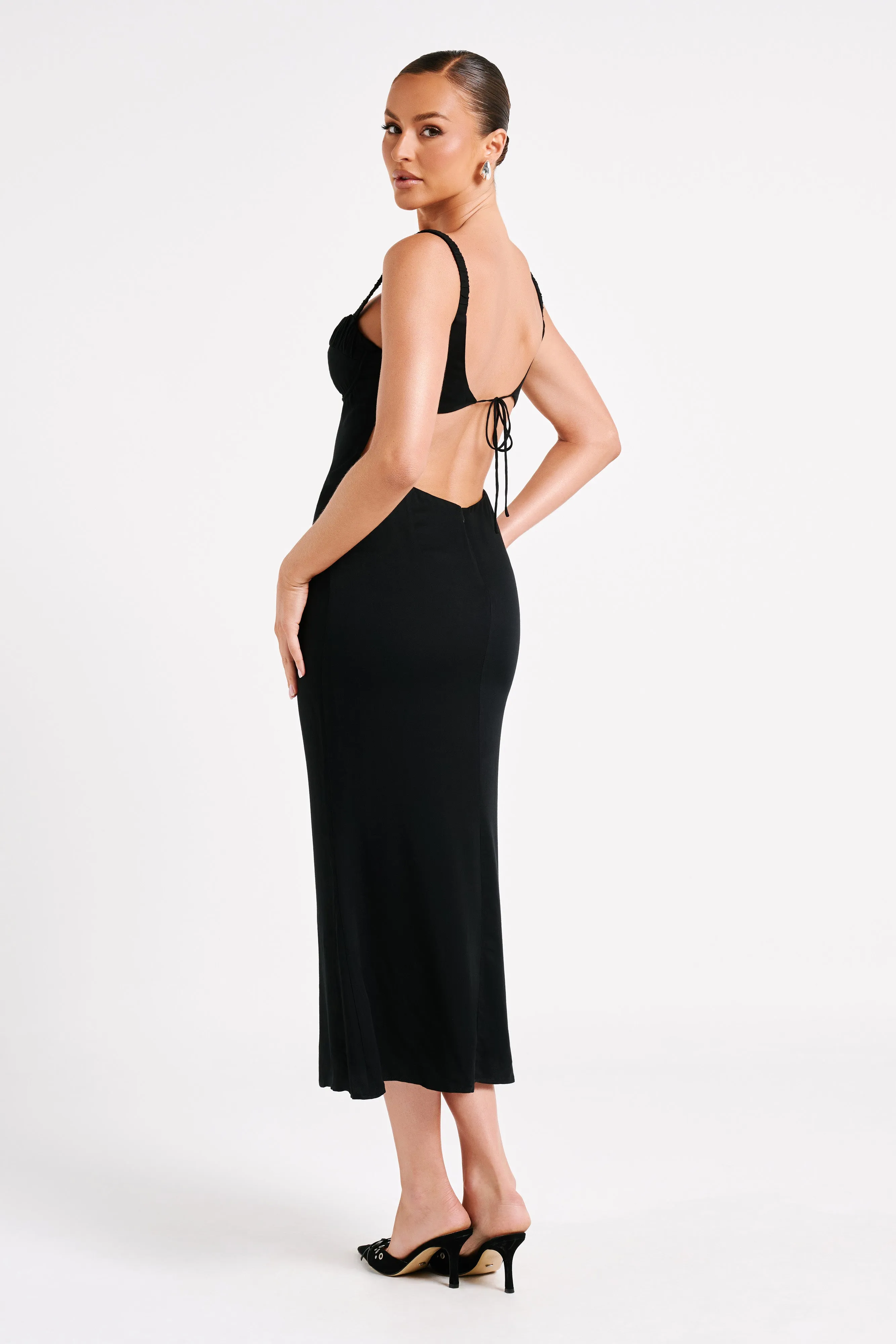 Constance Cupped Midi Dress - Black