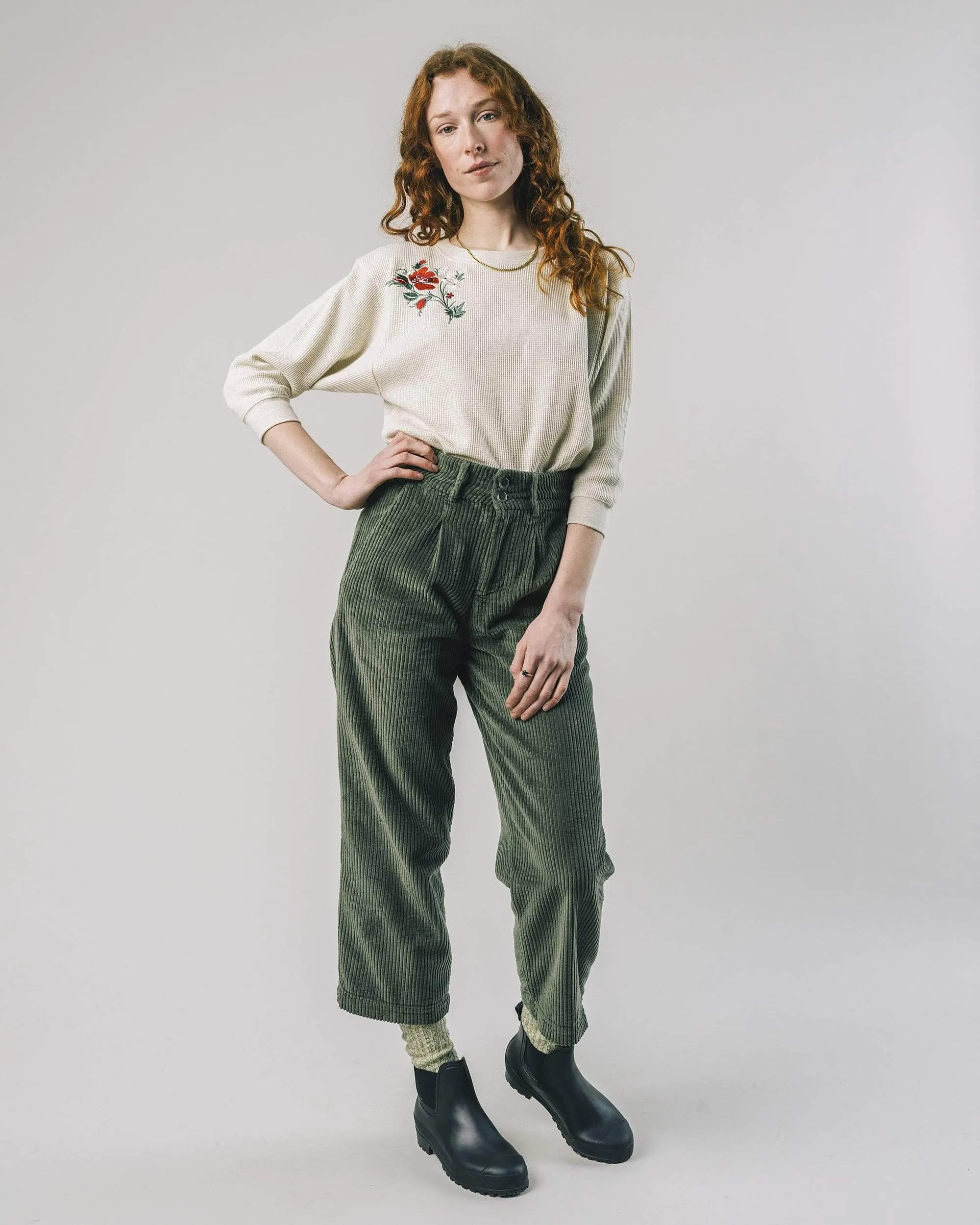 CORDUROY PLEATED PANTS