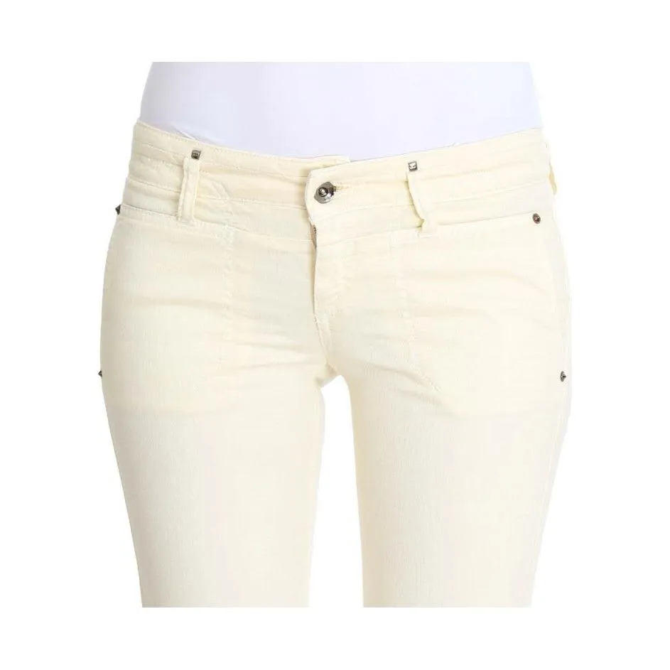 Costume National Chic Off-White Flared Designer Jeans