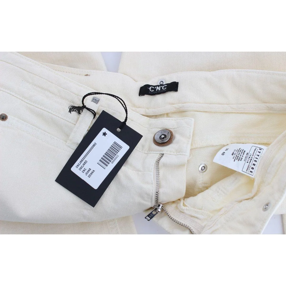 Costume National Chic Off-White Flared Designer Jeans