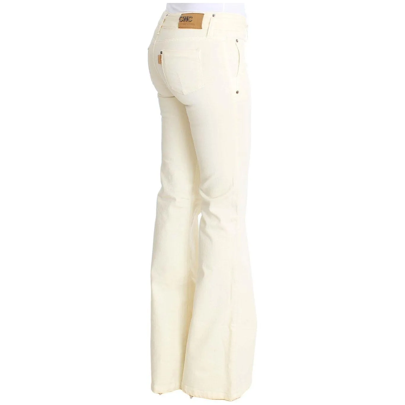 Costume National Chic Off-White Flared Designer Jeans