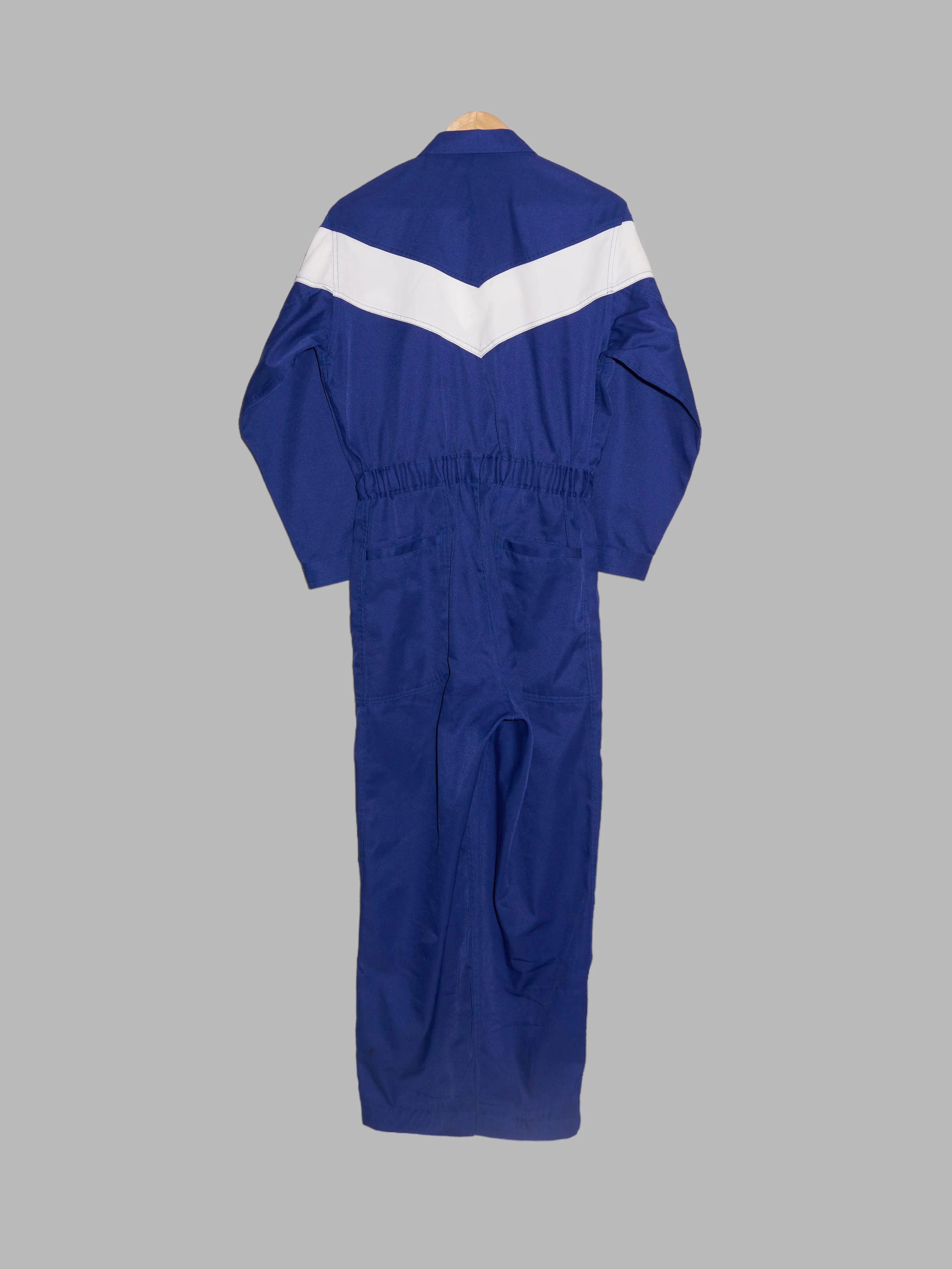 Courreges Homme 1980s blue and white twill jumpsuit