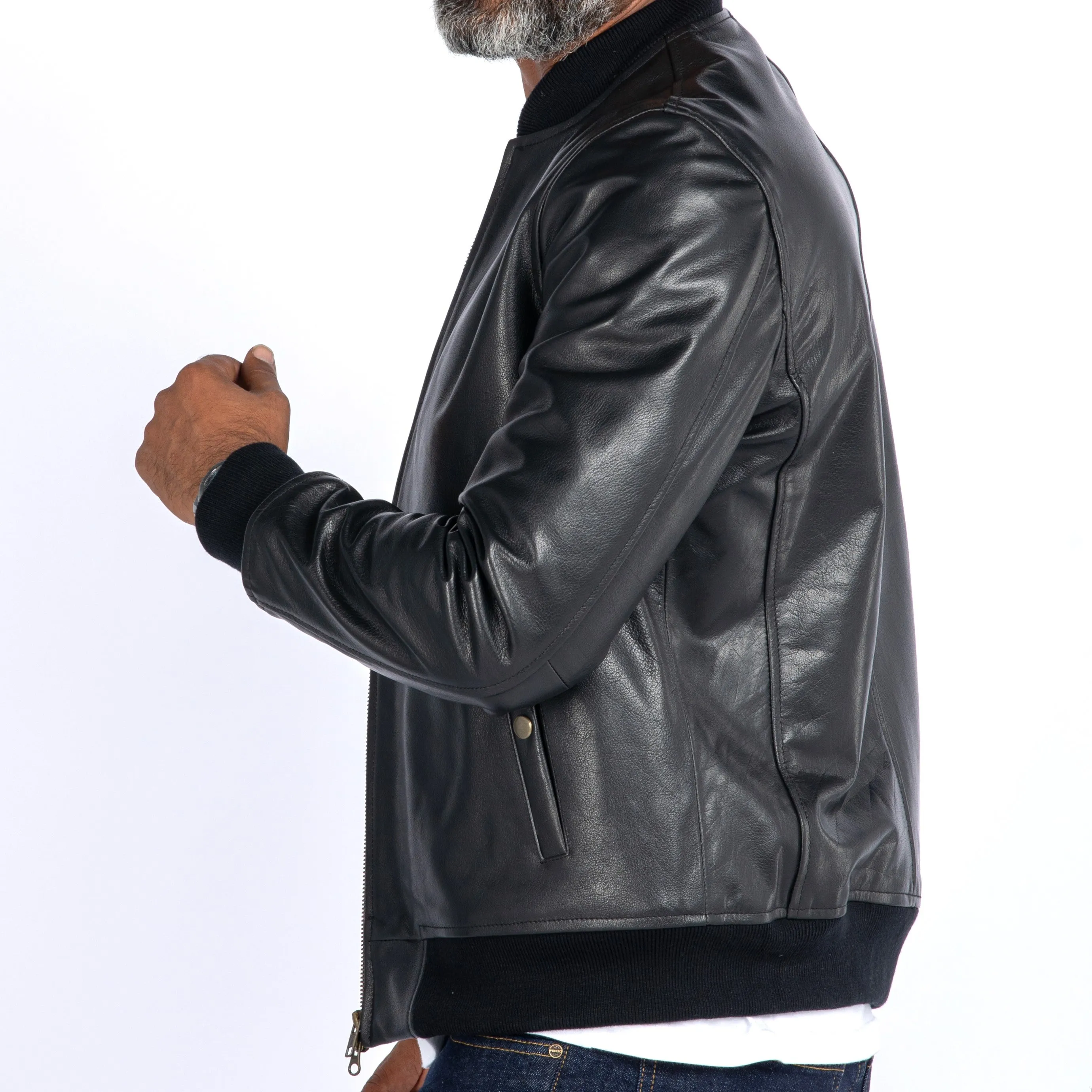 COW LEATHER BOMBER JACKET