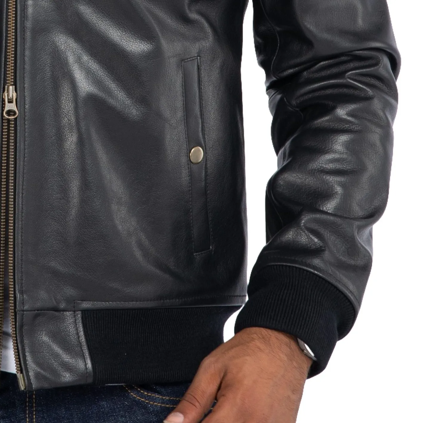 COW LEATHER BOMBER JACKET