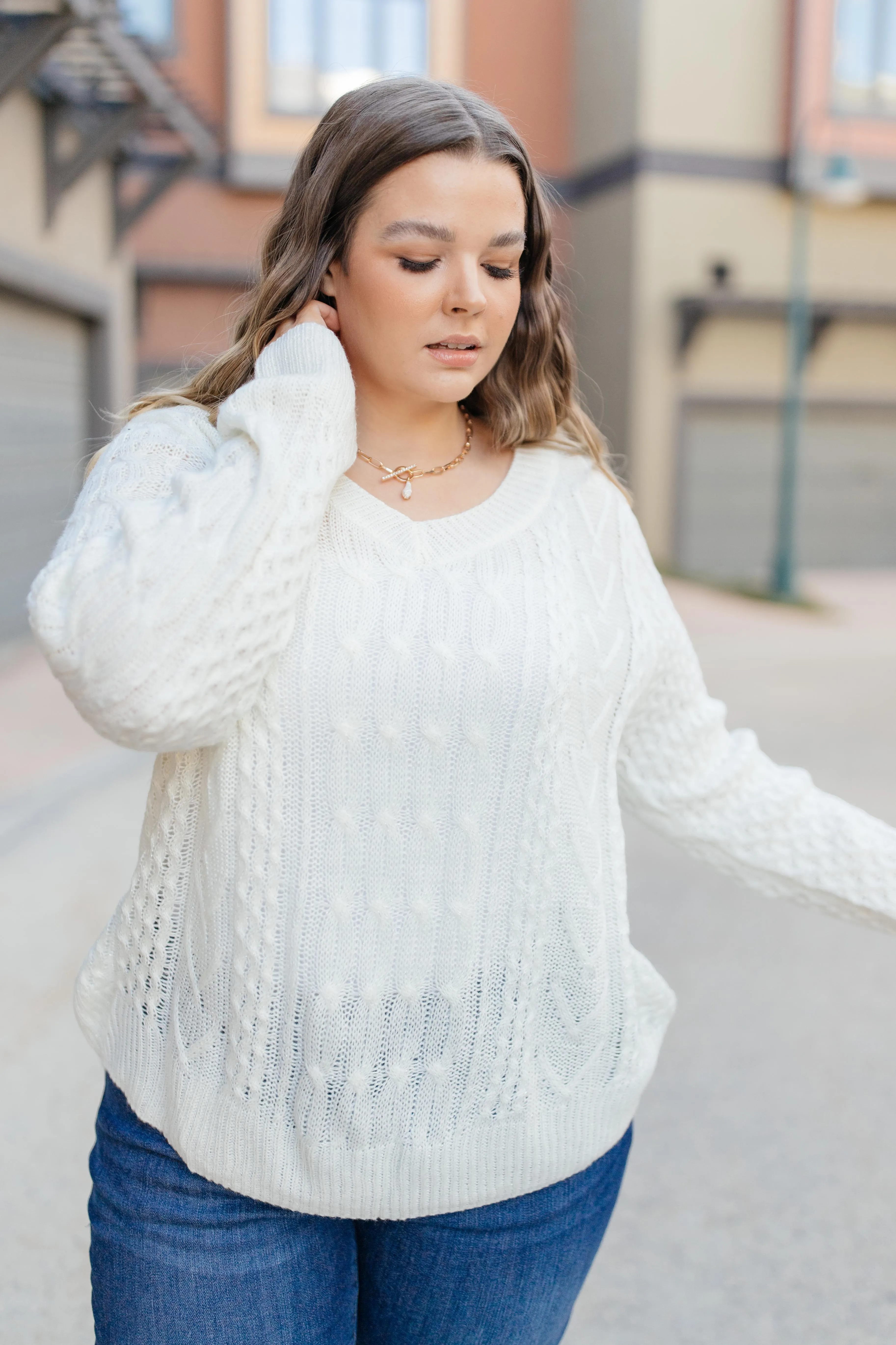 Cozy Cropped Sweater in White