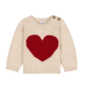 Cream Baby Red Heart Graphic Sweater