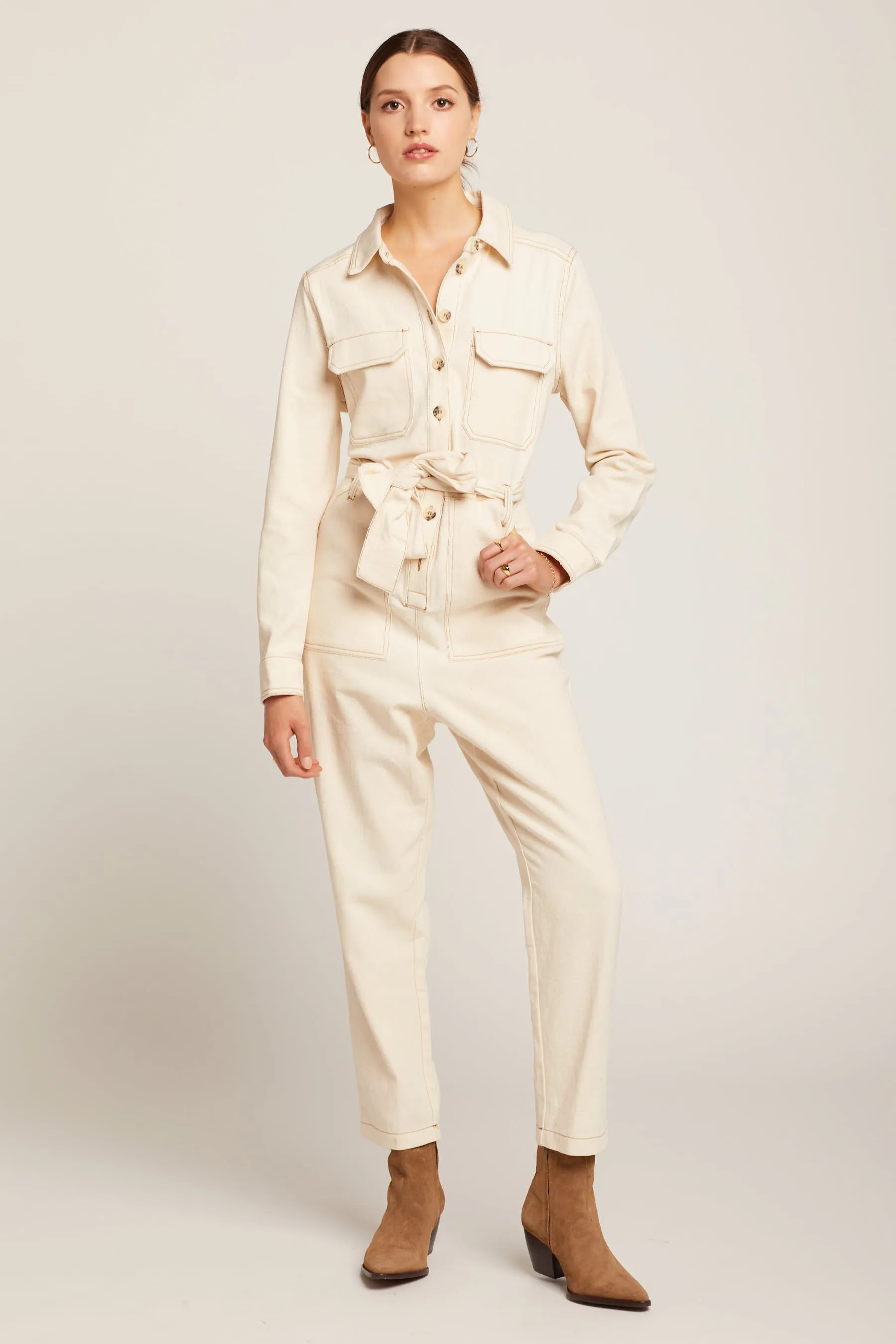 Cream Utility Jumpsuit