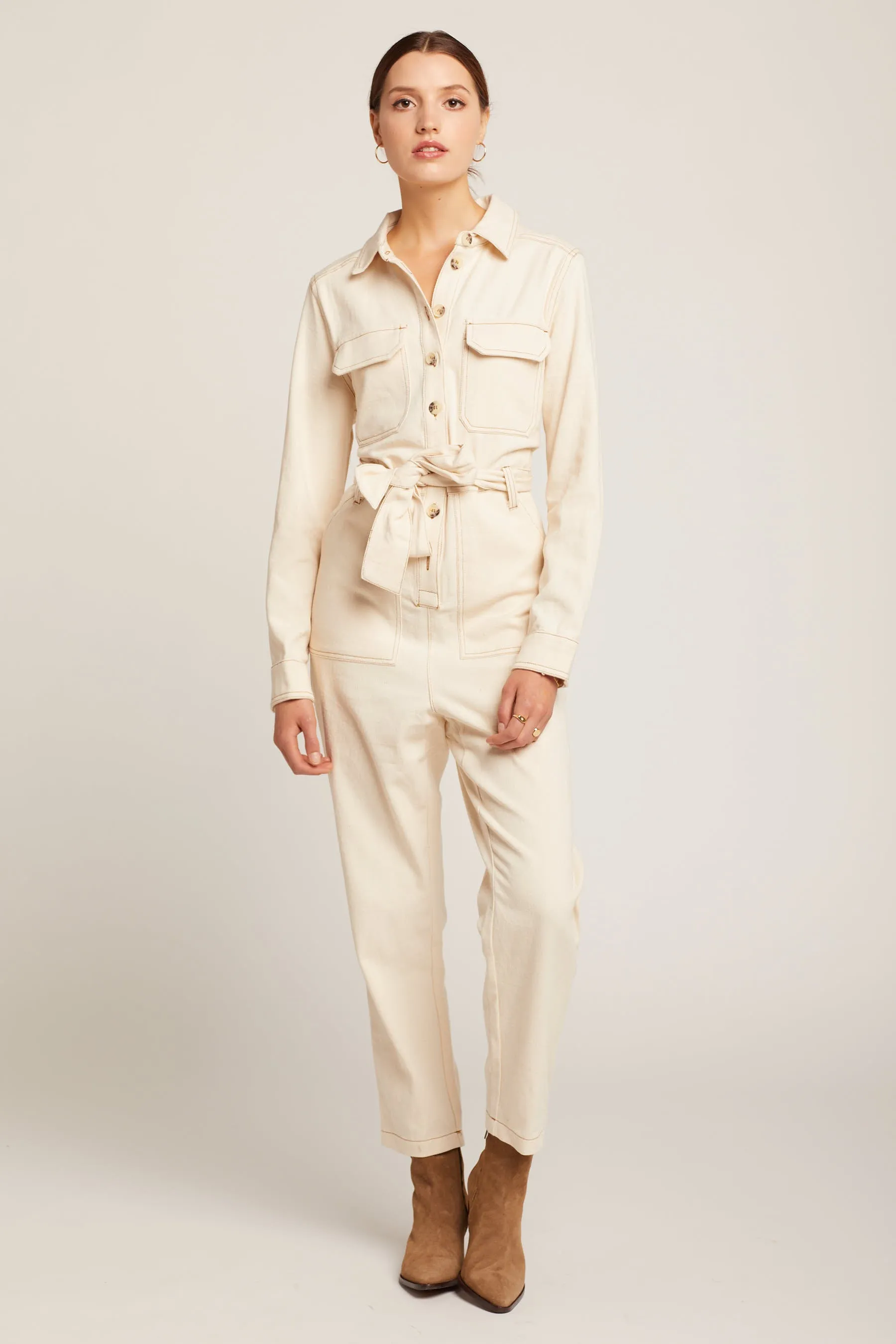 Cream Utility Jumpsuit