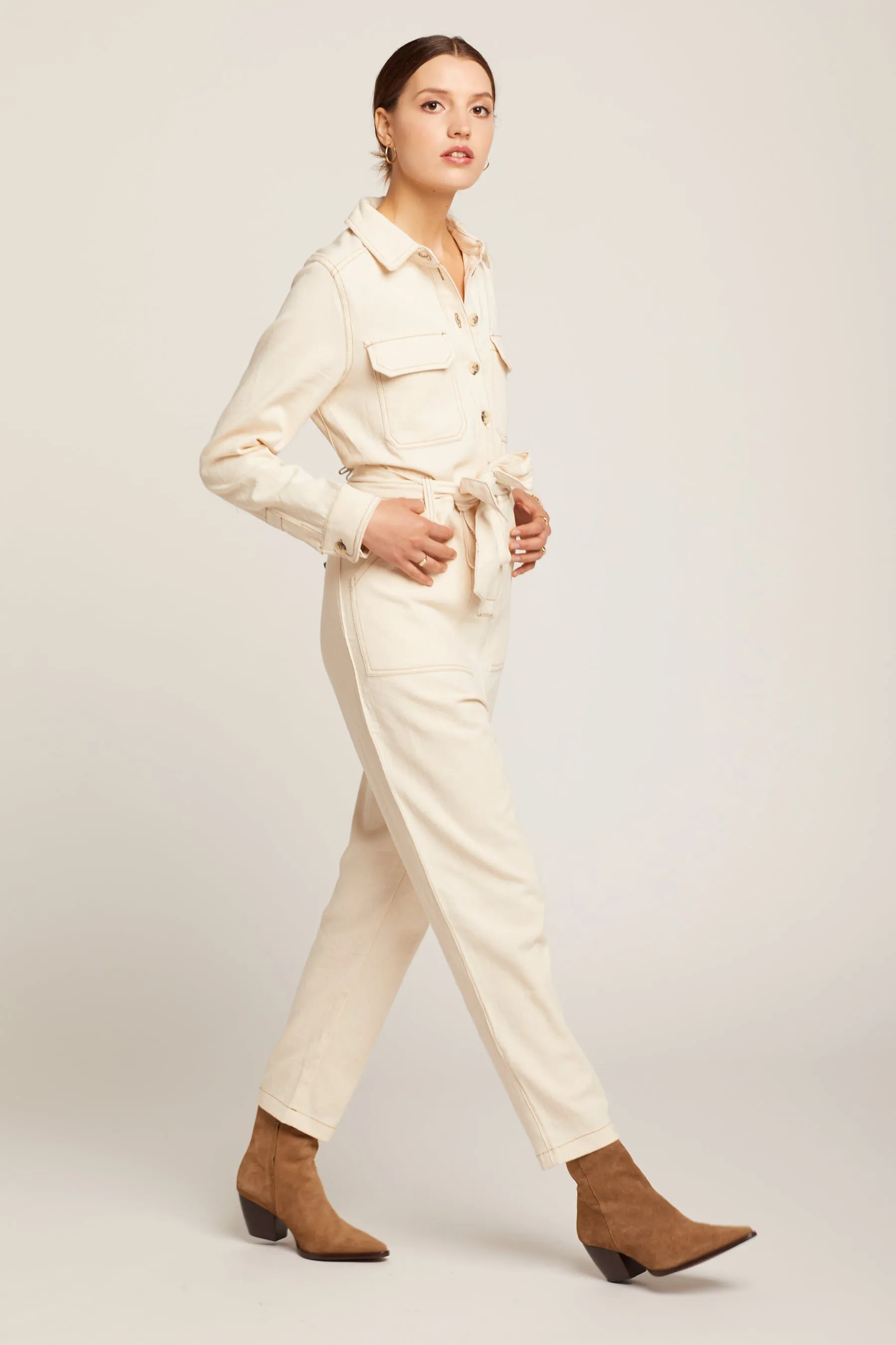 Cream Utility Jumpsuit