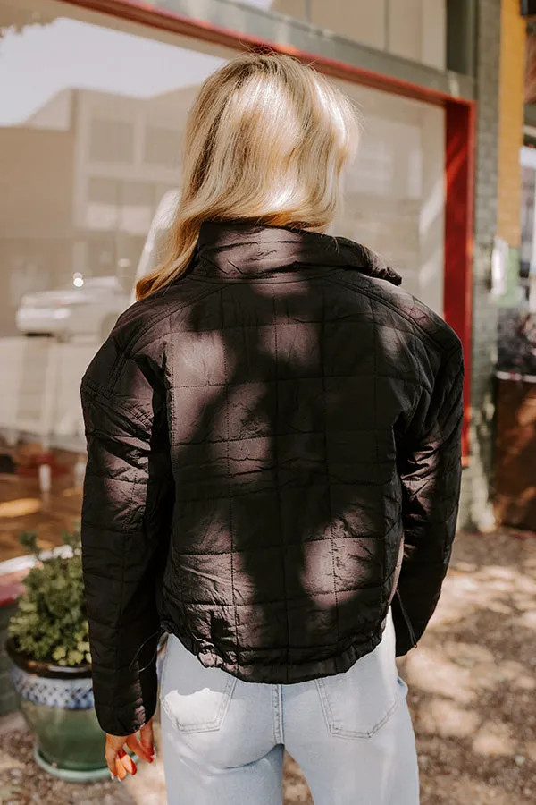 Crisp Leaves Puffer Jacket in Black