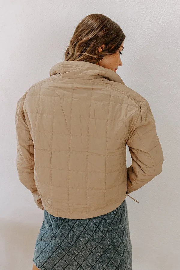 Crisp Leaves Puffer Jacket in Warm Taupe