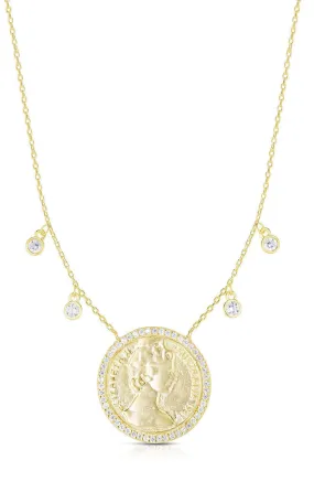 CZ Pavé Vintage Coin Necklace