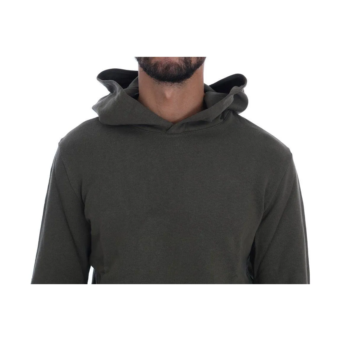 Daniele Alessandrini Elegant Green Cotton Hooded Sweater