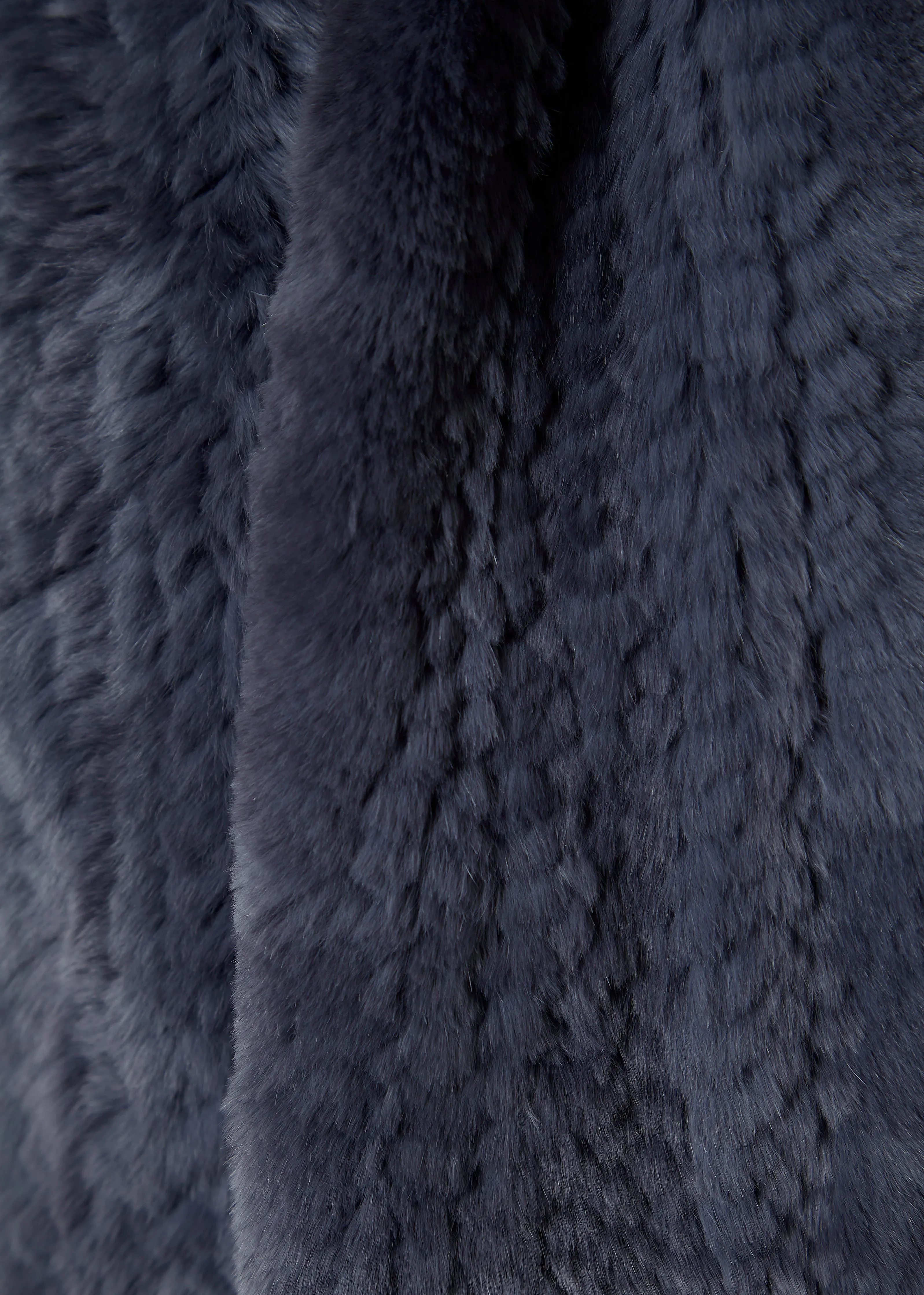 Dark Denim Blue Open Real Rex Rabbit Fur Scarf