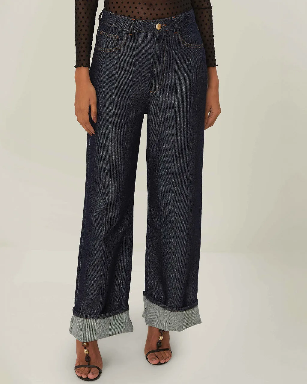 Denim Shine Wide Leg Pants