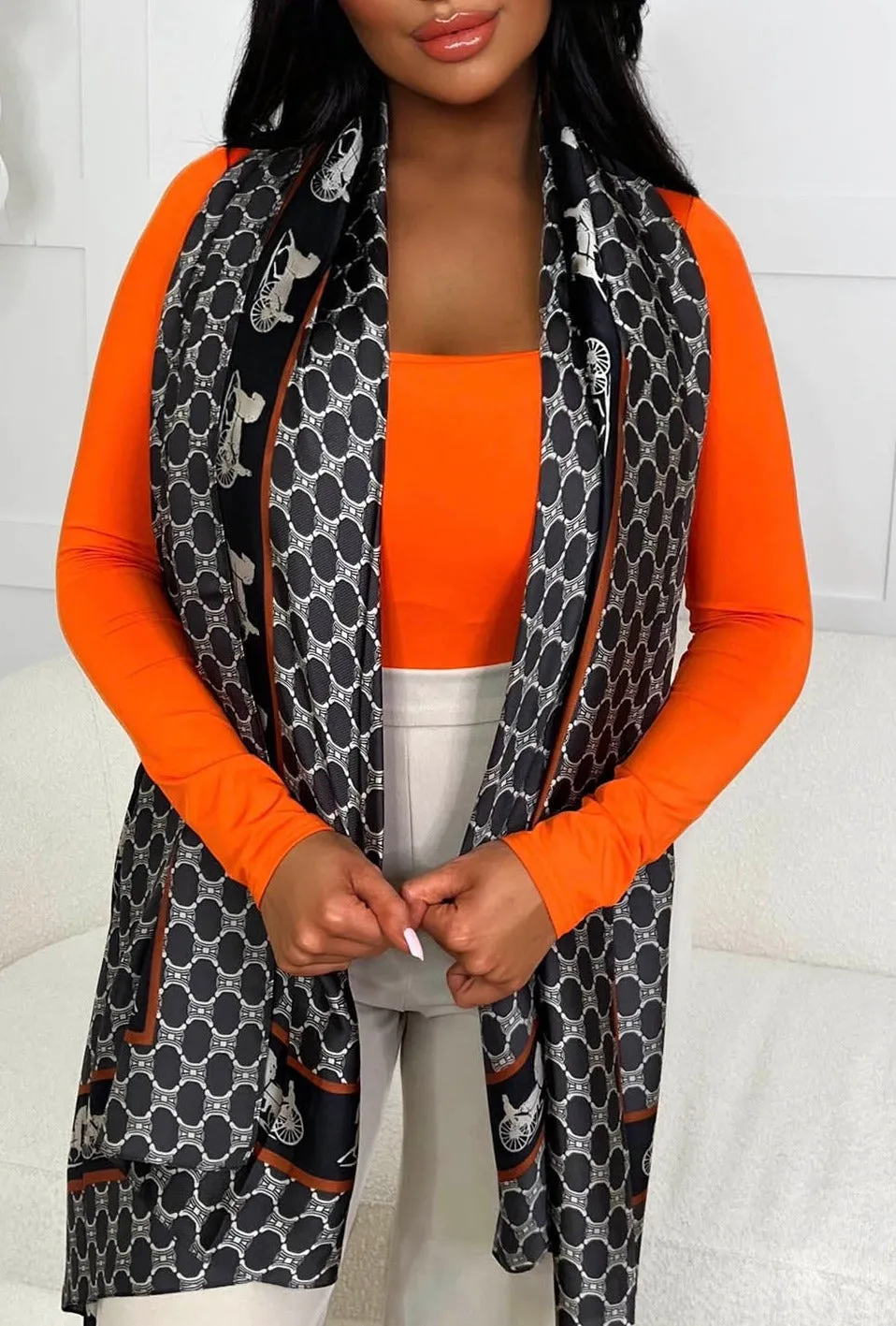 Designer Lovin Black Print Scarf