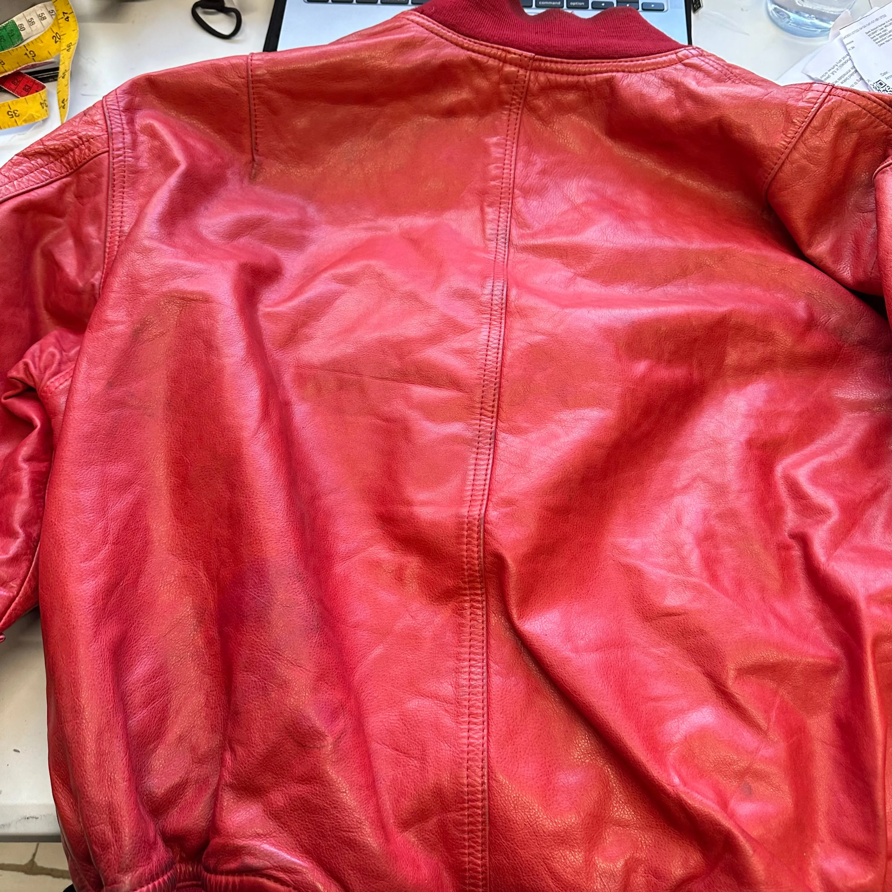 diesel red leather bomber jacket