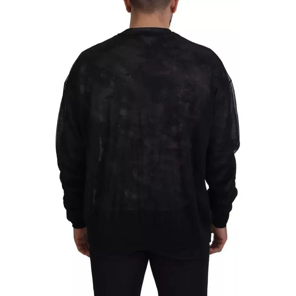 Dolce & Gabbana Black Polyester Crewneck Pullover Sweater