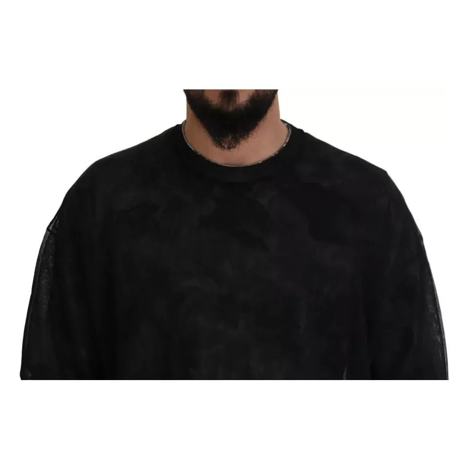 Dolce & Gabbana Black Polyester Crewneck Pullover Sweater