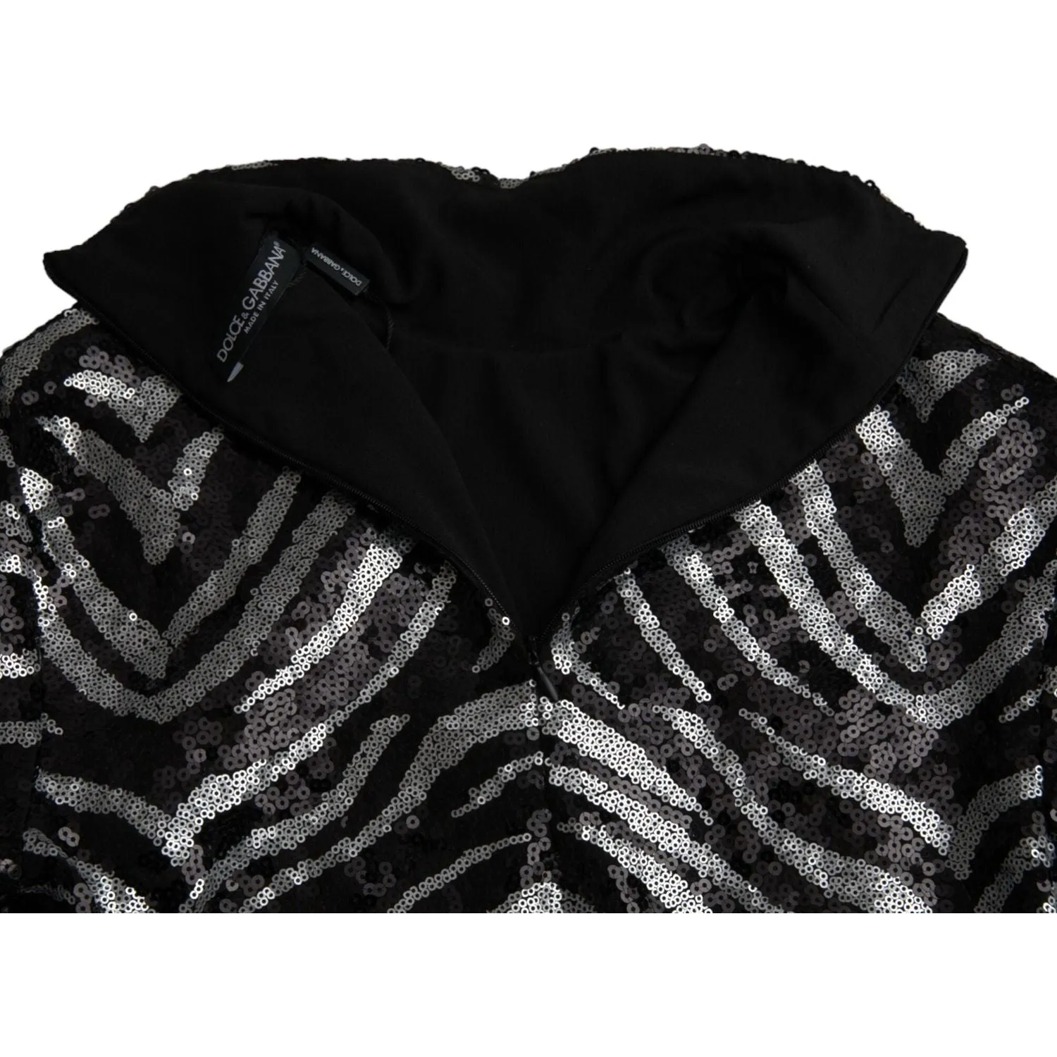 Dolce & Gabbana Black Silver Sequined Polyester Sweater