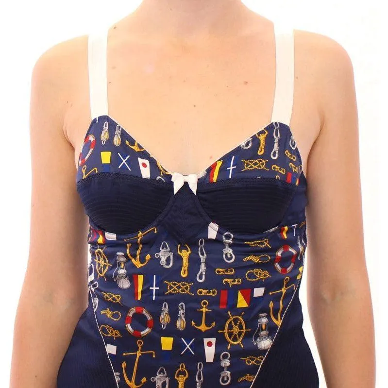 Dolce & Gabbana Blue Sailor Motif Stretch Tank Top