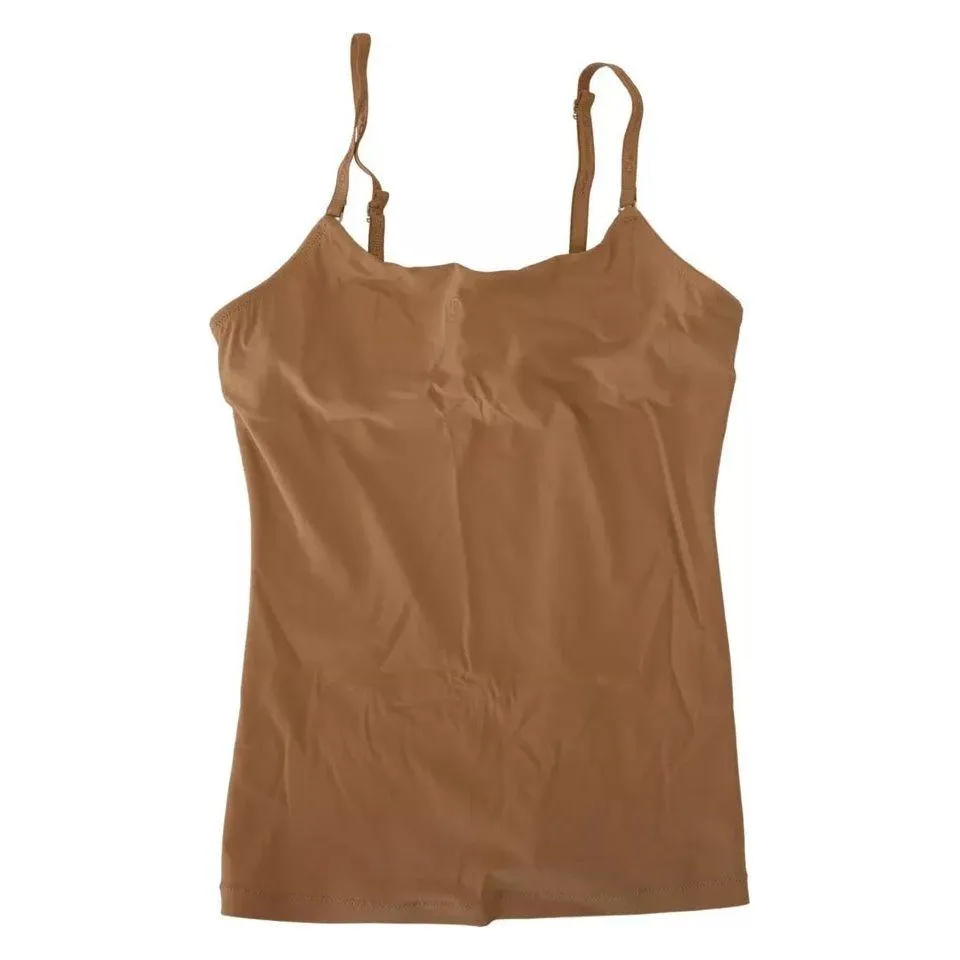 Dolce & Gabbana Brown Nylon Stretch Sleeveless Top Underwear