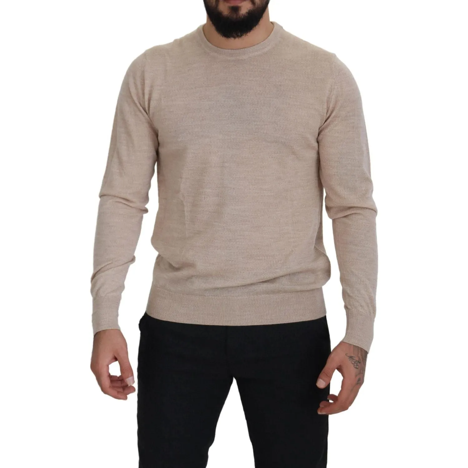 Dolce & Gabbana Elegant Beige Crewneck Wool Sweater