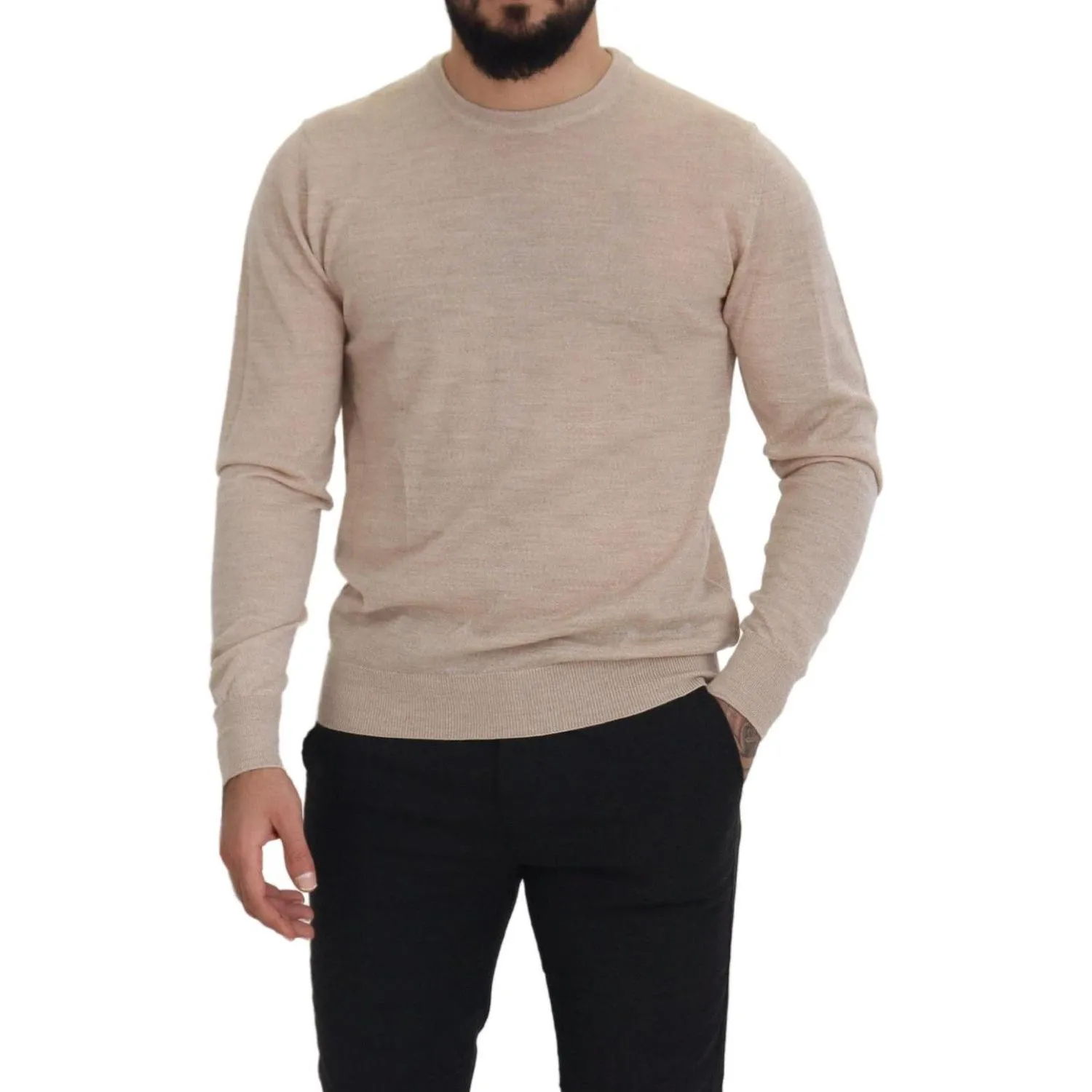 Dolce & Gabbana Elegant Beige Crewneck Wool Sweater